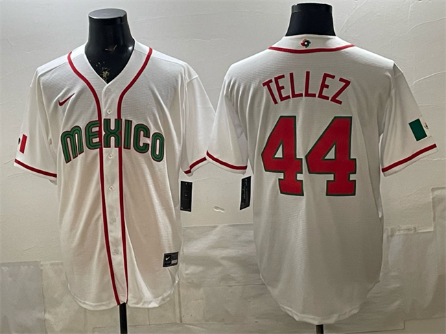 Men's Mexico Baseball #44 Rowdy Tellez White 2026 World Baseball Classic Home Stadium Stitched Jersey